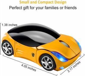 img 3 attached to CHUYI Wireless Mouse Small Sports Car Shaped Cordless Optical Mice For Business Travel Office Home School Gift (Yellow)