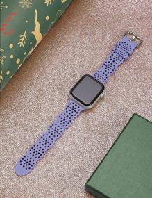 img 1 attached to TOYOUTHS Compatible With Apple Watch Band Women 41Mm 40Mm 38Mm Soft Stretchy Silicone Lace Flower Cut-Outs Scalloped Breathable Waterproof Lacy Band For IWatch Series 8 7 6 5 4 3 2 1 SE, Lavender