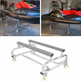 img 4 attached to 1000Lbs Capacity HECASA Jet Ski Dolly Stand W/ Adjustable Carpeted Bunks & Four Casters - Perfect For Sea-Doo, Yamaha, Kawasaki Boat Storage Trailers!
