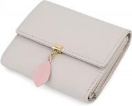 leather vegan rfid wallet for women - leaf pendant card holder phone checkbook organizer, cute zipper coin purse logo