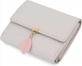 img 4 attached to Leather Vegan RFID Wallet For Women - Leaf Pendant Card Holder Phone Checkbook Organizer, Cute Zipper Coin Purse
