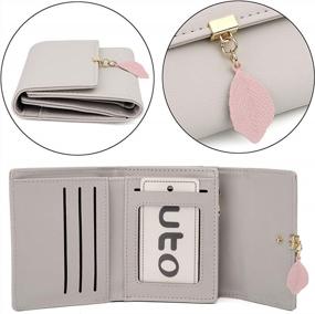 img 1 attached to Leather Vegan RFID Wallet For Women - Leaf Pendant Card Holder Phone Checkbook Organizer, Cute Zipper Coin Purse