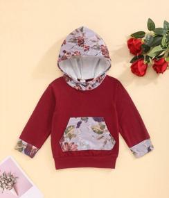 img 2 attached to Baby Girl Hoodie Sweatshirt Floral Pants Outfit Set With Long Sleeve And Headband