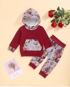 img 3 attached to Baby Girl Hoodie Sweatshirt Floral Pants Outfit Set With Long Sleeve And Headband