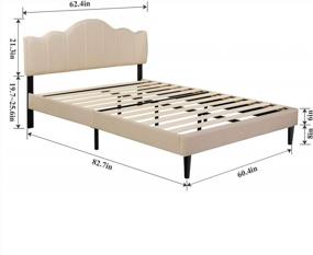 img 2 attached to VECELO Queen Upholstered Platform Bed: Height-Adjustable Tufted Headboard And Strong Wood Slat Support For Mattress Foundation - No Box Spring Needed In Champagne Beige