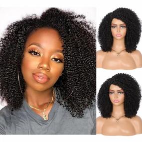 img 3 attached to Парик из синтетических волос премиум-класса: Kalyss Black Afro Kinky Curly для натуральных женских волос