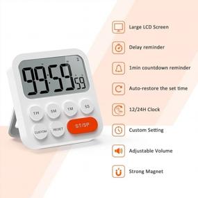 img 3 attached to 99 Hour Digital Kitchen Timer W/ Large LCD Display & Loud Alarm - LIORQUE Magnetic Count Up Countdown Timer
