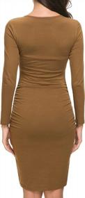 img 3 attached to Missufe Women'S Long Sleeve Fall Casual Sundress Tulip Ruched Bodycon Short Dress