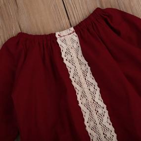 img 1 attached to Baby Girls Long Sleeve Lace Romper Jumpsuit Outfit, Dark Red (6-12 Months), B