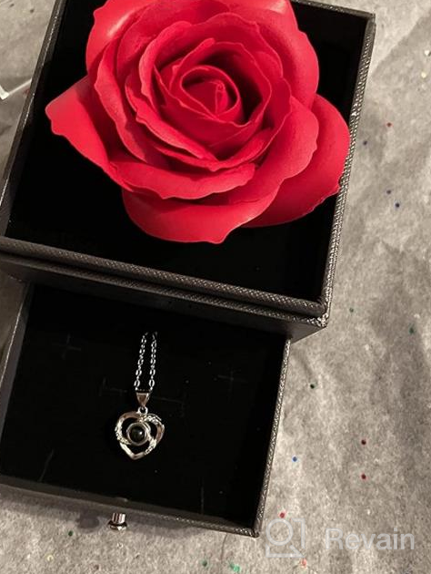 img 1 attached to Projection Heart Pendant Necklace: 100 Languages I Love You Jewelry, Valentine's Day Romantic Gift with Red Rose Storage Box review by Heather Young