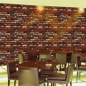 img 1 attached to 18"X120" Rust Red Brick Wallpaper - 3D Easily Removable Self-Adhesive Home Decoration