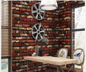 img 2 attached to 18"X120" Rust Red Brick Wallpaper - 3D Easily Removable Self-Adhesive Home Decoration