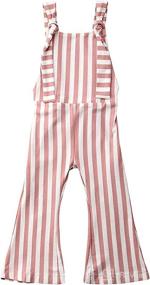 img 4 attached to Striped Bell-Bottom Jumpsuit Romper Overalls Pants Outfits for Toddler Baby Girls