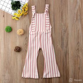 img 3 attached to Striped Bell-Bottom Jumpsuit Romper Overalls Pants Outfits for Toddler Baby Girls