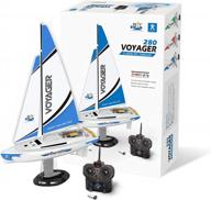 синяя парусная лодка на ветровом управлении с радиоуправлением: playsteam voyager 280 — высота 17,5 дюймов логотип
