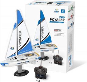 img 4 attached to RC-Controlled Blue Wind-Powered Sailboat: PLAYSTEAM Voyager 280 - 17.5" Tall