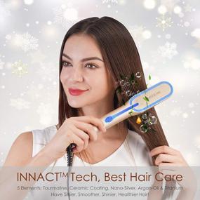 img 2 attached to NITION Щетка для горячего выпрямления волос с аргановым маслом и турмалином для быстрой укладки и защиты от ожогов - до 450 ° F (ЖК-дисплей с 6 температурами)