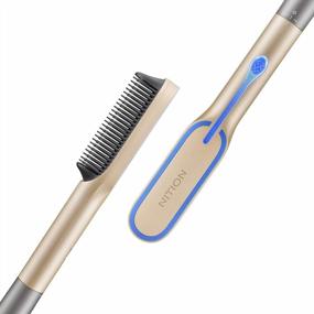img 4 attached to NITION Hot Hair Straightening Brush With Argan Oil And Tourmaline For Fast Styling And Anti-Scald Protection - Up To 450°F (LCD Display With 6 Temperatures)