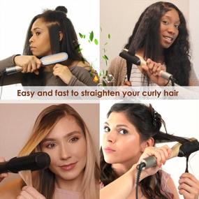 img 3 attached to NITION Hot Hair Straightening Brush With Argan Oil And Tourmaline For Fast Styling And Anti-Scald Protection - Up To 450°F (LCD Display With 6 Temperatures)