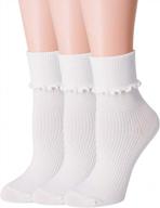 sryl women's ankle socks with ruffle turn-cuff & lovely double needle solid color edge relent girl socks logo