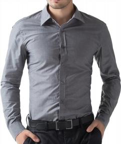 img 1 attached to 👕 Upgrade Your Wardrobe with Jones' Solid Sleeve Button Casual Men's Shirts