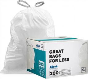 img 4 attached to 200 Count Plasticplace TRA160WH Custom Fit Trash Bags For Simplehuman Code G Bins - White Drawstring Garbage Liners For 8 Gallon/30 Liter Capacity