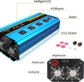 img 1 attached to 💡 LVYUAN Pure Sine Wave Inverter 2500W 12V to 110V DC to AC with Remote Control, LCD Display, 4 AC Outlets, and 4 USB Ports - Ideal for Car, Truck, and Solar Systems