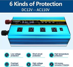 img 2 attached to 💡 LVYUAN Pure Sine Wave Inverter 2500W 12V to 110V DC to AC with Remote Control, LCD Display, 4 AC Outlets, and 4 USB Ports - Ideal for Car, Truck, and Solar Systems