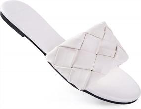 img 1 attached to Women'S Nude Leather Braided Flat Sandals - Perfect For Evening Parties & Weddings!
