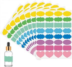 img 4 attached to Fancy Shape Self-Adhesive Colored Label Stickers - 256 Small Blank Writable Labels For Essential Oil Bottles, Jars, And Food Containers - Ideal For Gift Tags And Organization