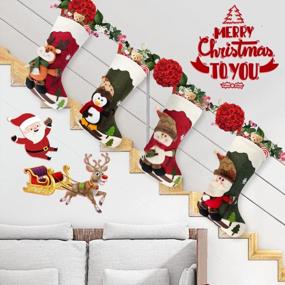 img 1 attached to 4-Pack 18" Christmas Stockings - Santa Snowman Reindeer Penguin Family Decor Set By Dreampark