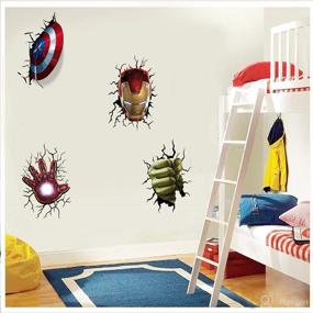 img 1 attached to 🦸 Superhero Shield Wall Decals - Vinyl Murals for Children's Cartoon Themed Bedroom or Living Room - Superhero Decal Wall Sticker Decoration (15.7X23.7 inch / 40X60 CM)