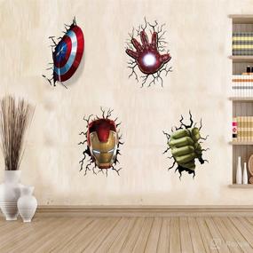 img 2 attached to 🦸 Superhero Shield Wall Decals - Vinyl Murals for Children's Cartoon Themed Bedroom or Living Room - Superhero Decal Wall Sticker Decoration (15.7X23.7 inch / 40X60 CM)