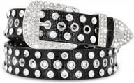 sparkling rhinestone belt for men and women - western cowgirl style grommet leather belt with bling diamonds for jeans logo