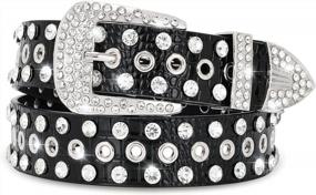 img 4 attached to Sparkling Rhinestone Belt For Men And Women - Western Cowgirl Style Grommet Leather Belt With Bling Diamonds For Jeans