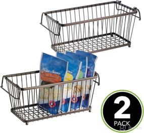 img 3 attached to 📦 Efficient Space-Saving Solution: mDesign Stackable Metal Wire Storage Organizer Bin Basket - 2 Pack, Bronze