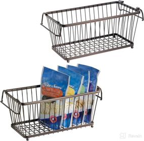 img 4 attached to 📦 Efficient Space-Saving Solution: mDesign Stackable Metal Wire Storage Organizer Bin Basket - 2 Pack, Bronze