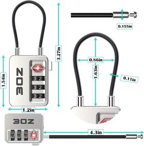 img 1 attached to TSA-Approved 3-Digit Luggage Cable Locks - Small Combination Padlock, Ideal for Travel (Silver, 2-Pack)