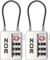 tsa-approved 3-digit luggage cable locks - small combination padlock, ideal for travel (silver, 2-pack) logo