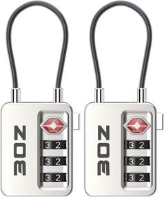 img 4 attached to TSA-Approved 3-Digit Luggage Cable Locks - Small Combination Padlock, Ideal for Travel (Silver, 2-Pack)