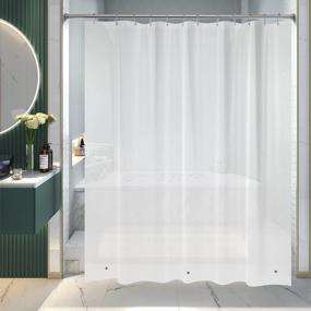 img 4 attached to 🚿 AmazerBath 72x72 Plastic Frosted Shower Curtain Liner: Waterproof and Magnetically Secured PEVA Cute Shower Liner for Lightweight and Stylish Bathroom Decor