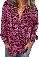 stylish women's leopard print tunic shirt with long sleeves and button down neckline logo