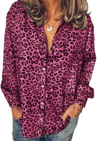 img 3 attached to Stylish Women'S Leopard Print Tunic Shirt With Long Sleeves And Button Down Neckline