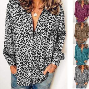 img 2 attached to Stylish Women'S Leopard Print Tunic Shirt With Long Sleeves And Button Down Neckline