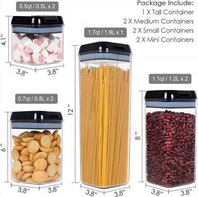img 3 attached to Vtopmart 7 Piece BPA Free Airtight Plastic Cereal Storage Containers With Easy Lock Lids, 24 Labels For Kitchen Pantry Organization And Storage - Black