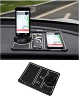 📱 2022 new car dashboard phone mat with non-slip surface, glow in the dark feature, temporary car parking card number plate, aromatherapy and universal anti-shake phone holder - white logo