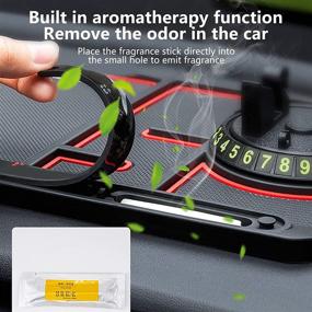 img 1 attached to 📱 2022 New Car Dashboard Phone Mat with Non-Slip Surface, Glow in The Dark Feature, Temporary Car Parking Card Number Plate, Aromatherapy and Universal Anti-Shake Phone Holder - White