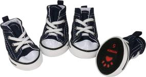 img 4 attached to 🐾 GLE2016 Pet Shoes: Stylish Anti-Slip Denim Sneaker Booties for Active Puppies (4Pcs)