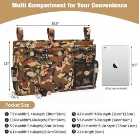 img 1 attached to 8-Pocket Bedside Caddy Hanging Organizer - Perfect For College Dorms, Hospital Beds, Baby Cribs And Rails - Made With Durable 600D Oxford Cloth In Desert Camouflage