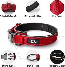 img 3 attached to TwoEar Dog Collar Neoprene Padded Soft Comfortable Dog Collar Heavy Duty Adjustable Breathable Reflective Durable For Large Medium Small Dogs Pet And All Breed（L,Red）
